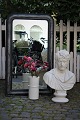 Old French Louis Philippe fireplace mirror in matte black color with a little residue of silver ...