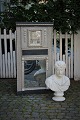 French 1800 century painted panel mirror in gray and black color with a very fine patina, ...