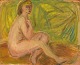 Pär Lindblad 
(b. 1907, d. 
1981), Swedish 
artist. Oil on 
board. 
"Modell". Nude 
study. Dated 
...