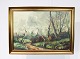 Painting with 
forrest motif 
and gilded 
frame by Sigrid 
Bech Knudsen. 
The painting is 
in good ...