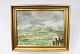 Painting with 
of the Danish 
castle Kronborg 
motif and 
gilded frame 
signed GK from 
1968. The ...