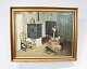Painting with 
motif of a farm 
girl and gilded 
frame signed 
H.P. from 1942. 
The painting is 
in ...
