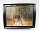 Oil painting 
with forrest 
motif and black 
frame from 1997 
with unknown 
signature.
37 x 46 cm.