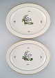 Two large oval Royal Copenhagen serving dishes in hand-painted porcelain with 
bird motifs and gold decoration. Early 20th century.
