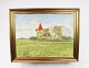 Oil painting 
with motif of a 
church signed 
by H. Madsen in 
1923.
39 x 49 cm.