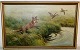 Painting: Motif 
with fox 
hunting ducks. 
Painted by Carl 
Høyrup 
(1893-1961). 
Canvas and 
frame in ...