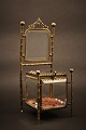 Old French jewelry box in glass and bronze with silk cushion and a nice old patina, made as a ...