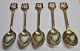 Memorabilia, 5 
AGF gold-plated 
sterling silver 
spoons with 
enamel, 1966, 
Aarhus, 
Denmark. With 
...