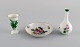 Two Herend 
vases and a 
small dish / 
bowl in 
hand-painted 
porcelain. 
1980s.
Dish diameter: 
9.3 ...