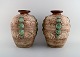 Louis Dage (1885-1961), French ceramist. Two large vases in glazed ceramics. 
Beautiful glaze in green and light earth tones. 1930s.
