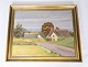 Oil painting 
with rural 
motif and 
gilded frame, 
by Arthur 
Bremer 
1866-1959. 
78 x 95 cm.