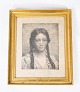 Portrait drawing with gilded frame by Luplau Janssen 1869-1927. 36 x 31 cm.