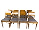 Set of 8 dining 
room chairs of 
birch and 
upholstered 
with blue 
fabric from the 
1930s. The 
chairs ...