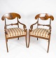 Set of two 
armchairs of 
mahogany and 
upholstered 
with striped 
fabric from the 
1860s. The 
chairs ...