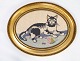 Embroidery with cat motif and with gilded frame from the 1930s. 53 x 67 x 5 cm.