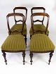 Set of four 
dining room 
chairs of 
mahogany and 
upholstered 
with green 
fabric from the 
1890s. The ...