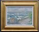 Glob, Jørn 
(1913 - 1988) 
Denmark: 
Coastal scene, 
Asnæs. Oil on 
canvas. Signed 
1951. 26 x 39 
...