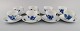 Eight Royal 
Copenhagen Blue 
Flower Braided 
coffee cups 
with saucers. 
Mid 20th 
century. Model 
...