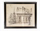 Drawing of an old building with black frame from the 1940s.43 x 54 cm.
