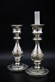 1800 century candlestick in Mercury silver glass with fine patina. H:23,5cm. with painted leaf ...