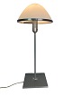 Italian table lamp with frame of metal and shade of white glass, of other design. The lamp is in ...