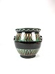 Flowerpot in 
dark colours 
and green 
pattern, from 
around the 
1930s. 
H - 14 cm and 
Dia - 13.5 cm.
