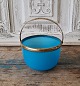 1800s sugar 
bowl in light 
blue opal glass 
with brass 
handle. 
Height 8.5 cm. 
Diameter 11.5 
cm.