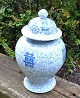 Large blue 
painted vase 
with cover, 
20th century 
China. Hand 
painted with 
flowers, 
geometric ...