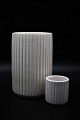Glazed, grooved 
ceramic vases 
from Hjorth - 
Denmark.
Large No. 
273.: H: 19cm. 
Dia:12,5cm. ...