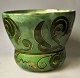 Danish Art Nouveau flowerpot, approx. 1900. Green glazed with floral ornamentation Stamped. ...