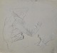 Tornøe, Wentzel (1844 - 1907) Denmark: Sketch of a farmer. Lead / chalk on paper. 27 x 28 cm. ...