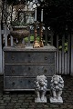 Old painted chest of drawers from around 1900 with 3 drawers. The chest of drawers is gray ...