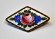 Antique enamel brooch with flowers, 19th century Italy. 3 x 1.8 cm.Perfect condition!