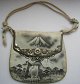Japanese women's bag, ca.1900. Made of painted light leather with i.a. motif from Futijama. With ...