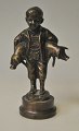 Bronze figure of a boy with two pigs, 20th century Denmark. Unsigned. Height .: 11 cm.