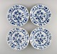 Four antique 
Meissen Blue 
Onion dinner 
plates in 
hand-painted 
porcelain. 
Early 20th ...