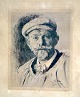 Krøyer, Peter Severin (1851 - 1909) Denmark: Self-portrait of PS Krøyer. Etching, Signed and ...