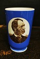 Faience blue 
cup from 
Villeroy & Boch 
with portrait 
of the Danish 
King Christian 
IX from around 
...