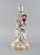 Antique Meissen 
candlestick in 
hand-painted 
porcelain. 
Mother and boy 
with flowers. 
Late 19th ...