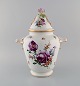 Large antique Dresden ornamental vase in hand-painted porcelain. Flowers and gold decoration. ...