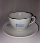 Large Royal 
Copenhagen 
teacup with 
saucer. Both 
parts decorated 
with tram and 
SKM. In good 
...