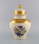 Large Rosenthal lidded vase in cream-colored porcelain with hand-painted flowers and gold leaf ...