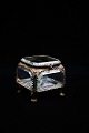 Old French jewelry box in bronze and faceted glass and silk pillow in the bottom with a nice ...