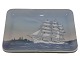 Large Bing & Grondahl square dish decorated with the School ship called Danmark.The factory ...