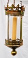 Small hall lantern, 19th century, Brass. With chain suspension. Cylindrical glass. For candles. ...