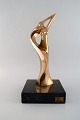 Tony Morey for Italica, Spain. Large modernist female sculpture in bronze on marble base. Late ...