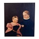 A Danish 
painting around 
1860.
A girl in a 
dress with a 
dog, 
a boy dressed 
in priest's ...