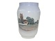 Royal Copenhagen vase with Danish church.The factory mark tells, that this was produced in ...