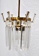 Art deco silver-plated ceiling lamp with prisms, approx. 1920 - 1930, Denmark. Top part with 6 ...