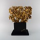 European sculptor. Large sculpture in gold decorated metal on marble plinth. Late 20th ...
